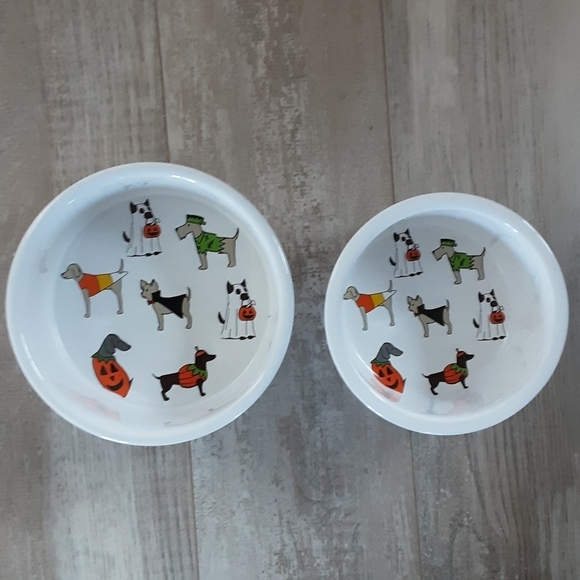 Source Unknown Other - 𝅺halloween TRICK & TREAT Dog Pet Bowls Pumpkin Candy Corn Dachshund Chihuahua